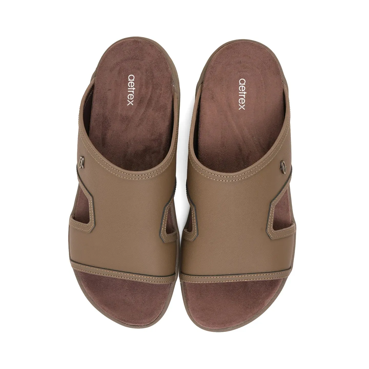 Aetrex Men's Suede Foot Bed Leather Sandals Truffle