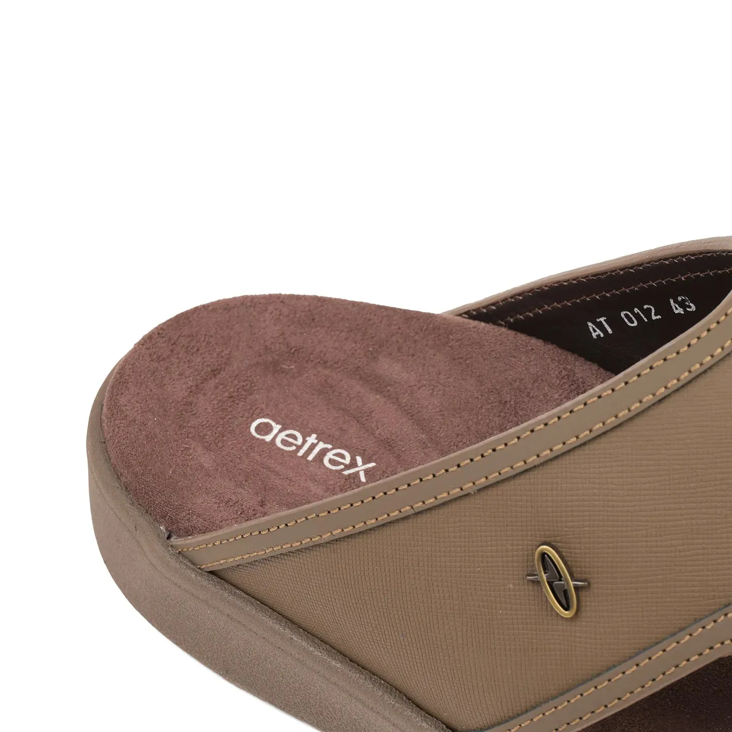 Aetrex Men's Suede Foot Bed Leather Sandals Truffle