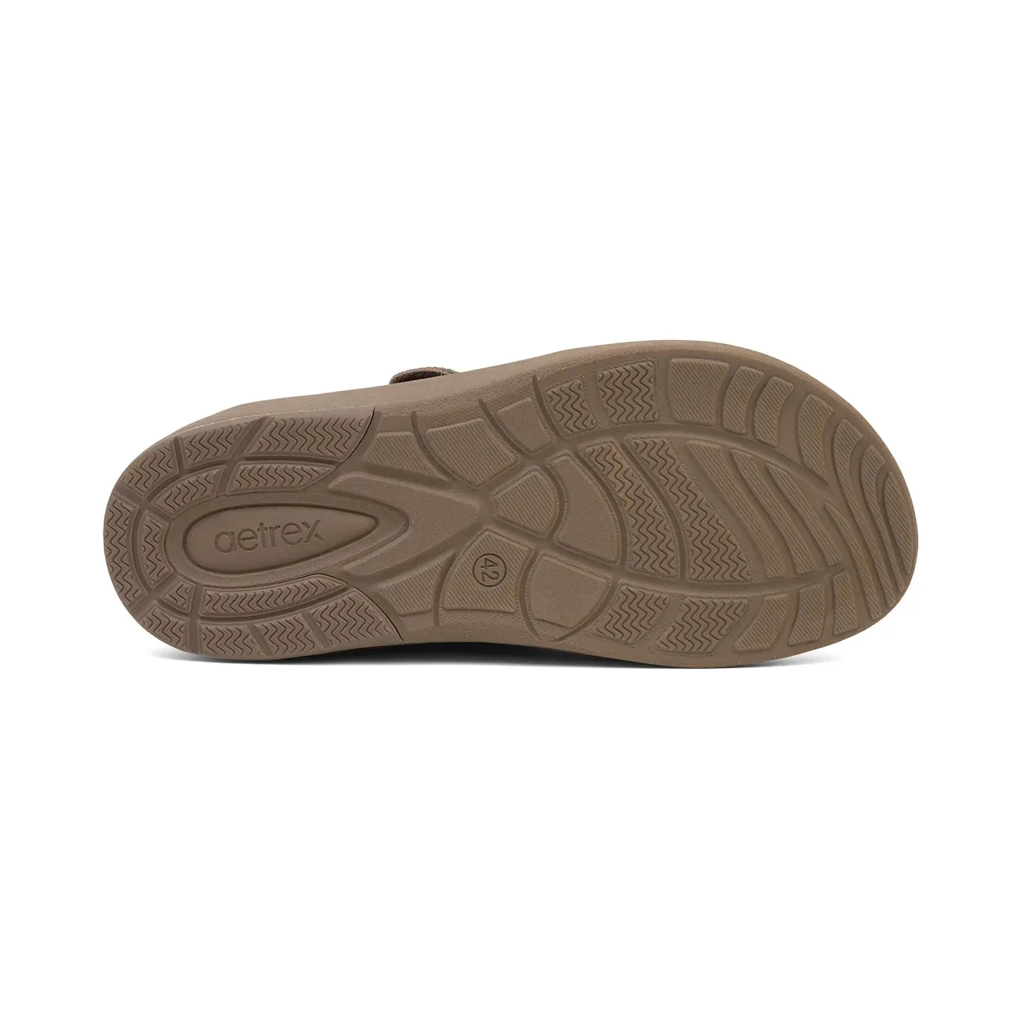 Aetrex Men's Suede Foot Bed Leather Sandals Truffle