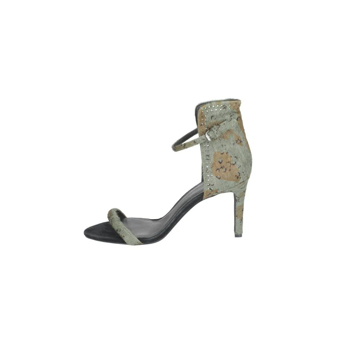 All Saints Strap High-Heel Sandals Pony Hair Green Colour For Women