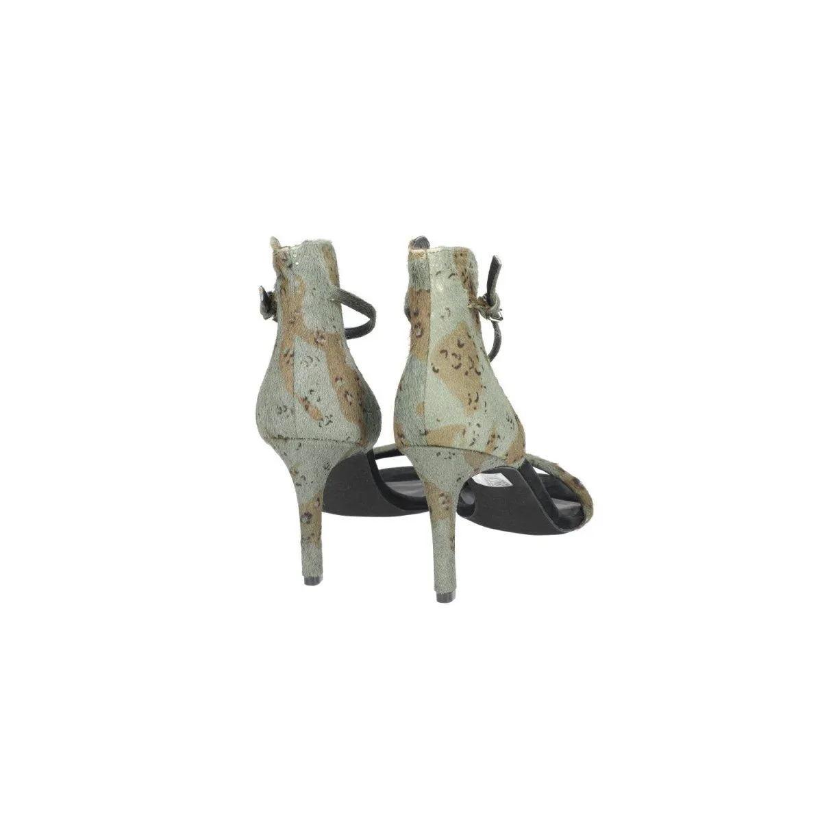 All Saints Strap High-Heel Sandals Pony Hair Green Colour For Women