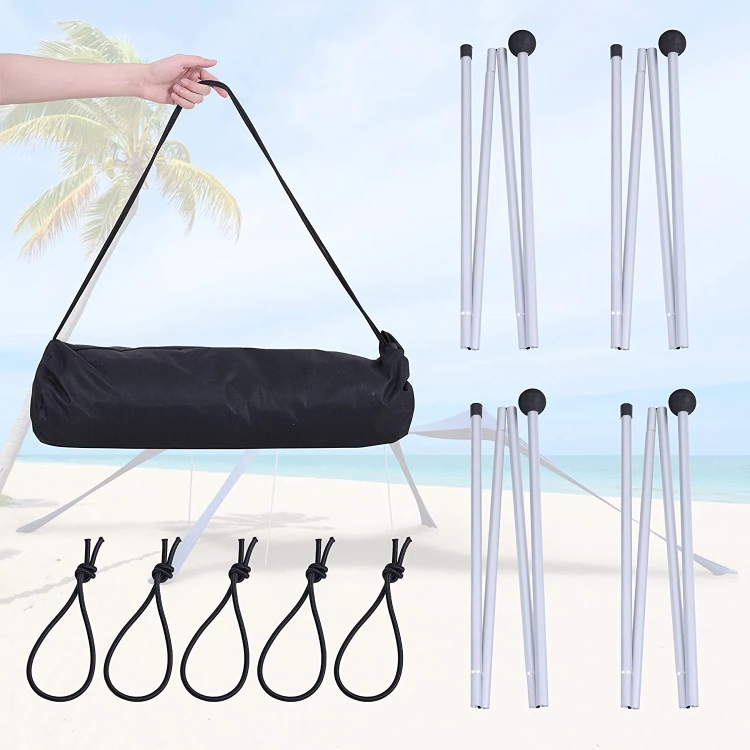 Alpha Camp 10x10 FT Sunshade Beach Tent Sun Shelter UPF 50  Portable Canopy Tent for 3-4 Person