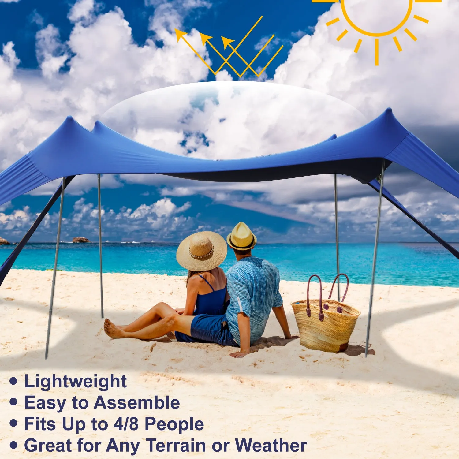 Alpha Camp 10x10 FT Sunshade Beach Tent Sun Shelter UPF 50  Portable Canopy Tent for 3-4 Person