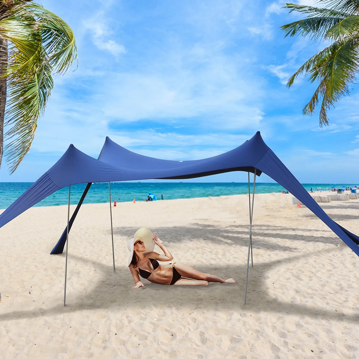 Alpha Camp 10x10 FT Sunshade Beach Tent Sun Shelter UPF 50  Portable Canopy Tent for 3-4 Person