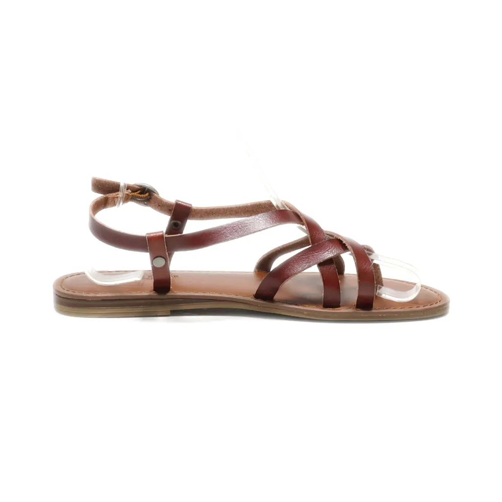 American Eagle Flat Sandals Leather Brown Colour For Women
