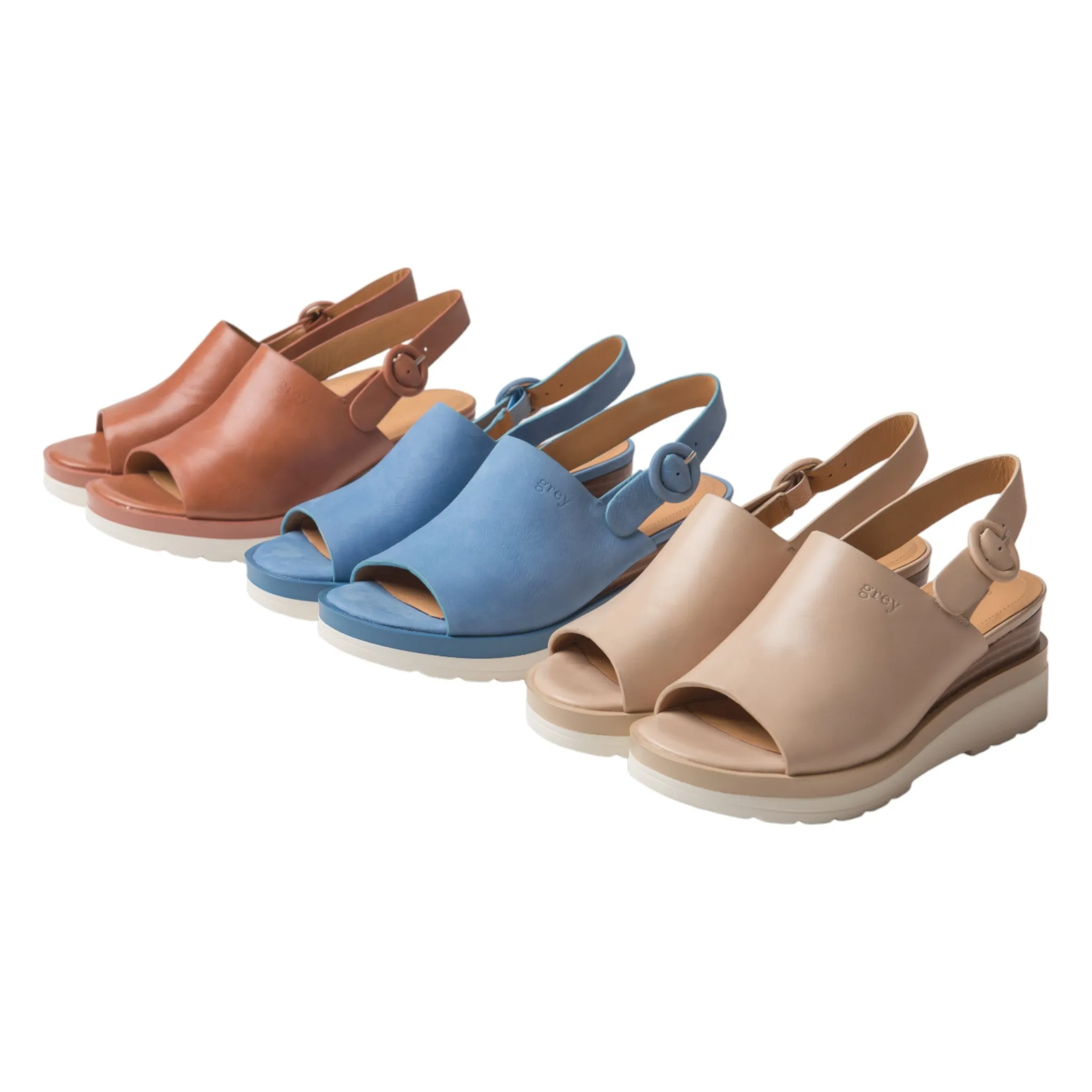Ankle Sling Back Juliette Platform Wedge in Beach Blue