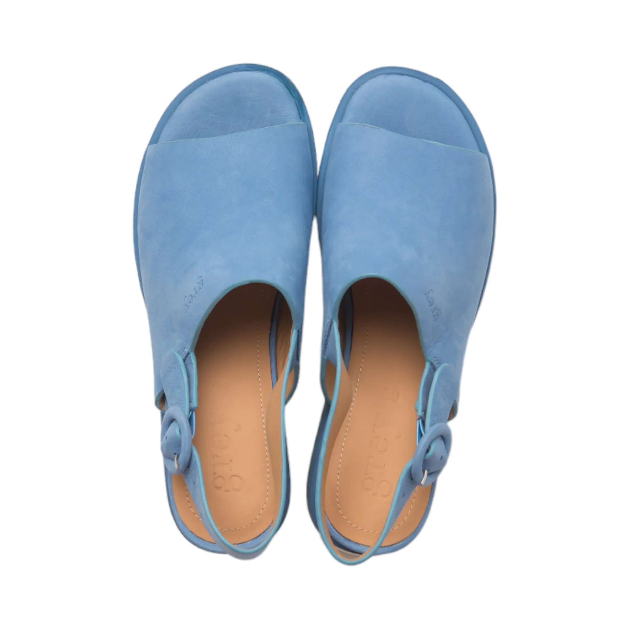 Ankle Sling Back Juliette Platform Wedge in Beach Blue