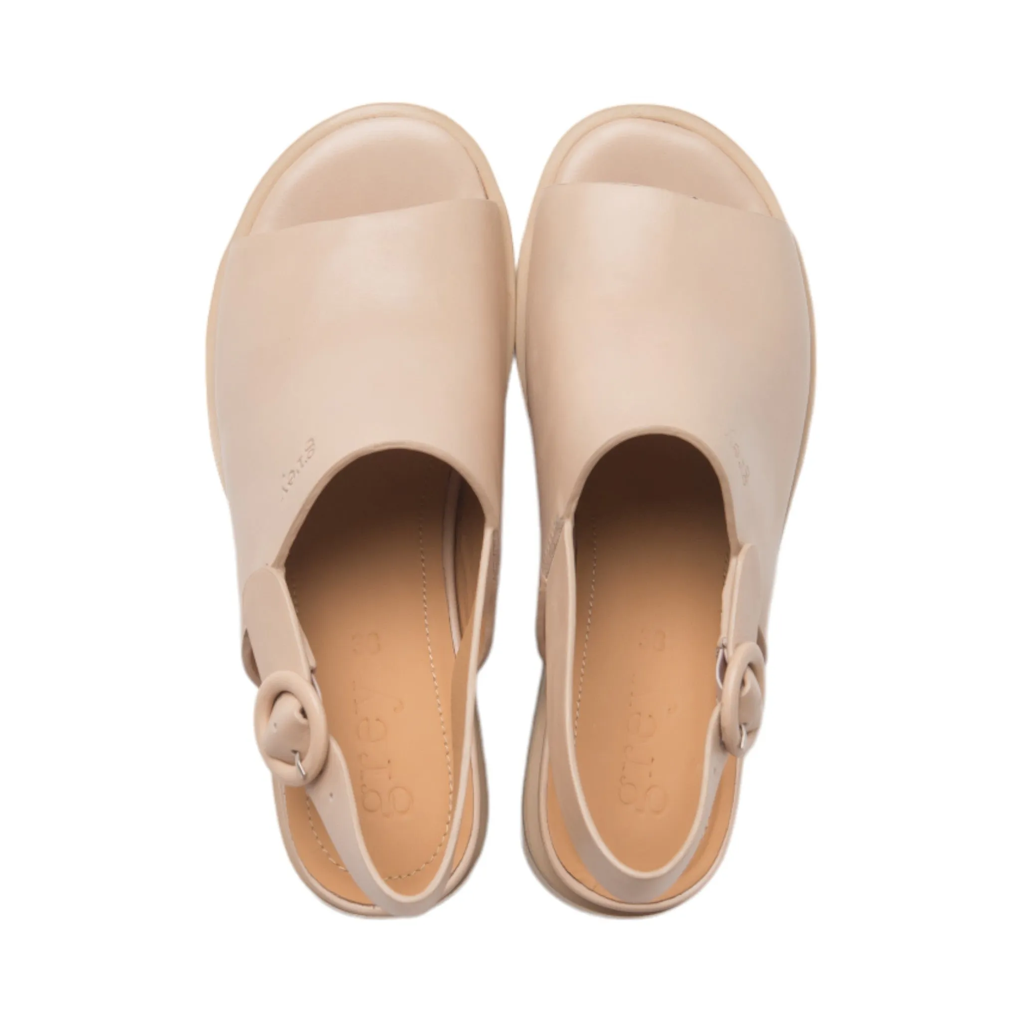 Ankle Sling Back Juliette Platform Wedge in Cream