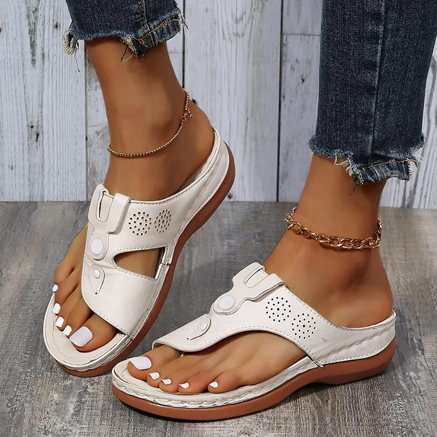 Arch Support Flip Flops for Women Orthopedic Recovery Sandals Comfortable Walking Shoes Summer Beach Casual Lightweight Yoga Mat Cushion Thong Sandals