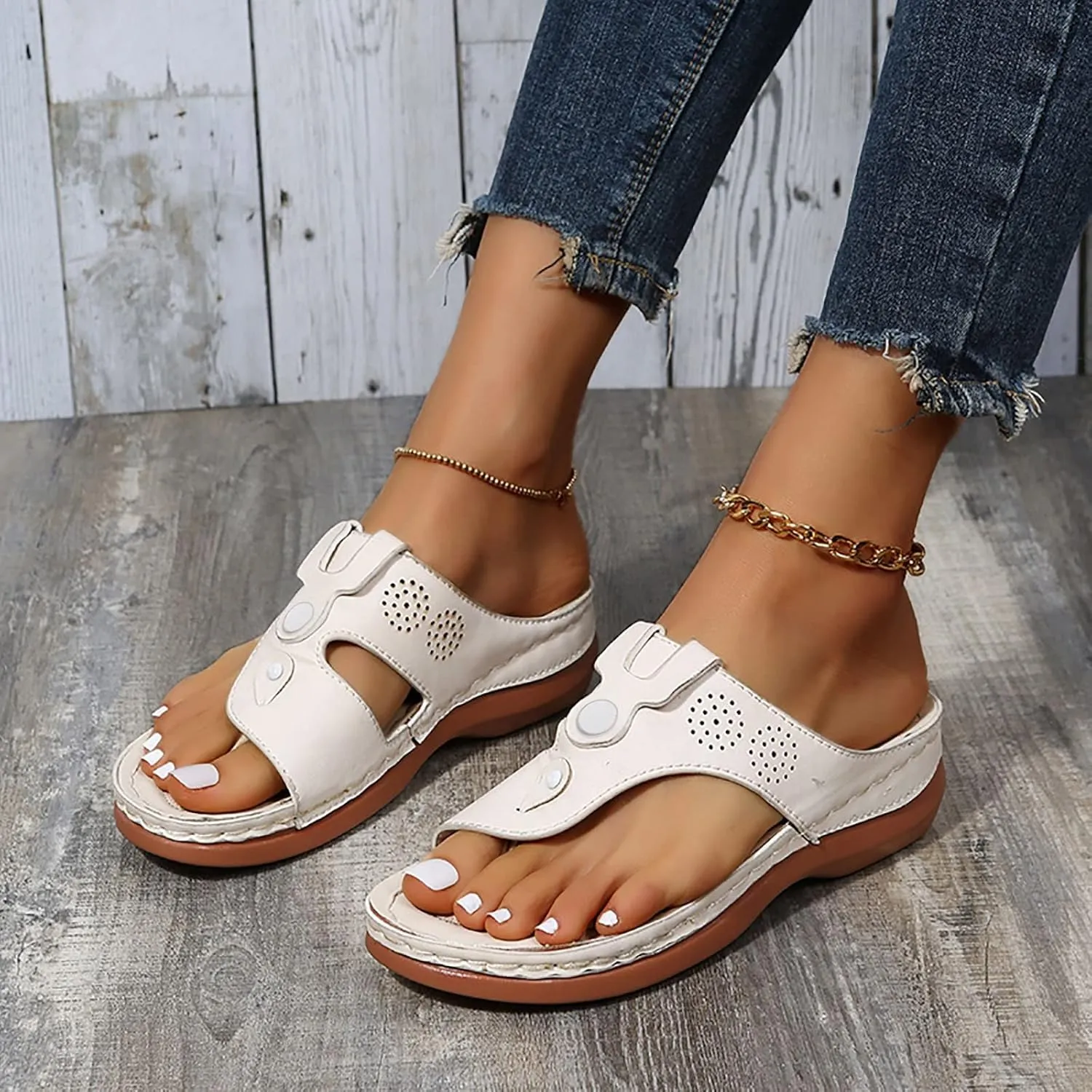 Arch Support Flip Flops for Women Orthopedic Recovery Sandals Comfortable Walking Shoes Summer Beach Casual Lightweight Yoga Mat Cushion Thong Sandals