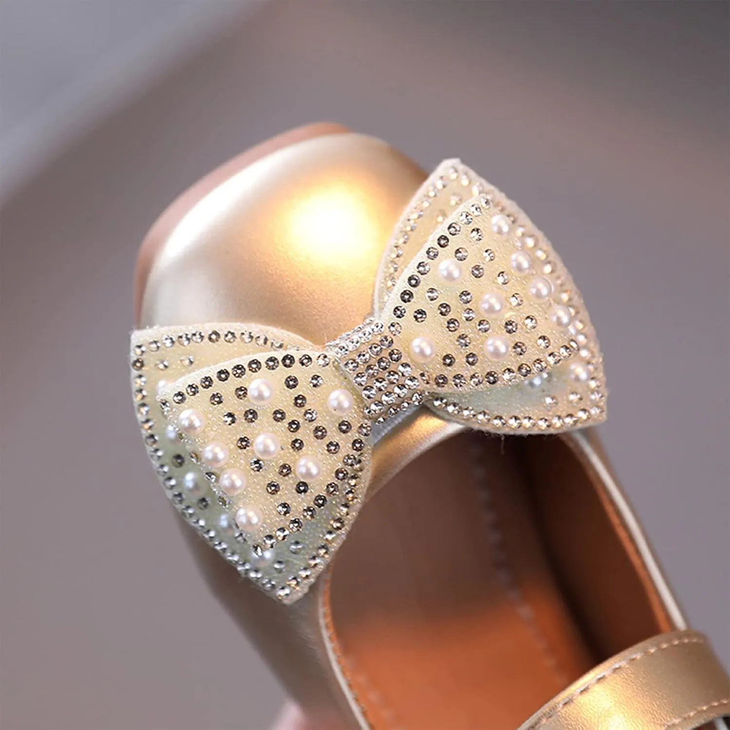 Baby Girl Shoes,Summer Autumn Fashion Girls Casual Shoes Bow Pearls Flat Bottom Dress Shoes Hook Loop Kawaii Shoes