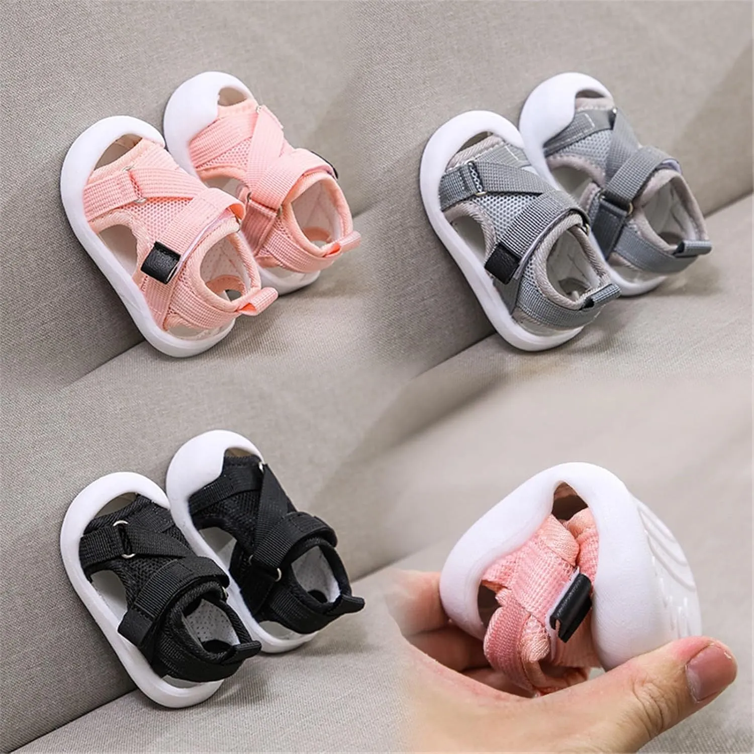 Baby Sandals for Boys Girls Lightweight Breathable Sport Flat Shoes Non Slip Soft Bottom Sneakers for Indoor/Outdoor