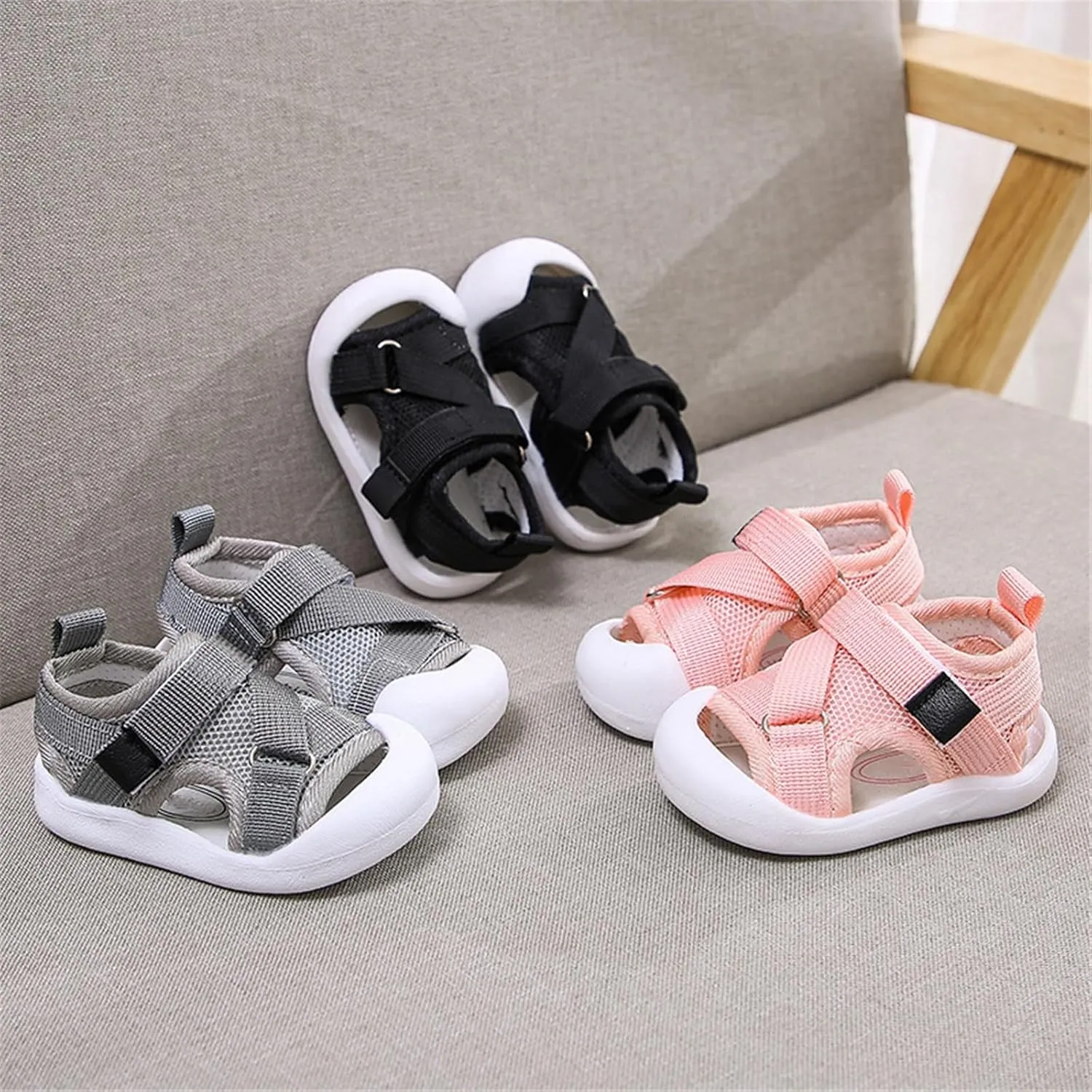 Baby Sandals for Boys Girls Lightweight Breathable Sport Flat Shoes Non Slip Soft Bottom Sneakers for Indoor/Outdoor