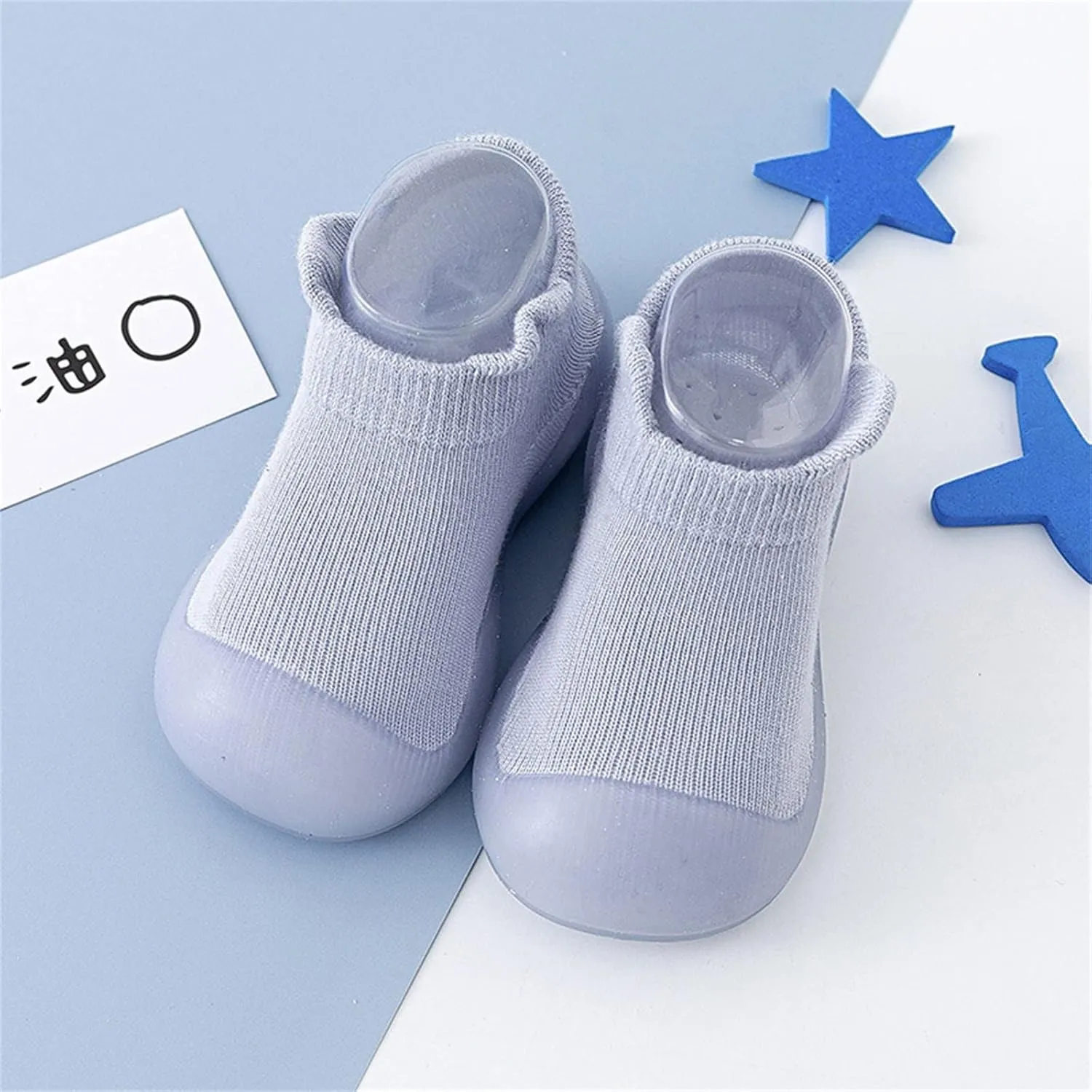 Baby Sock Shoes,Boys Girls Cartoon Shoes First Walking Shoes Non-Slip Socks Kids Floor Shoes White Shoes B