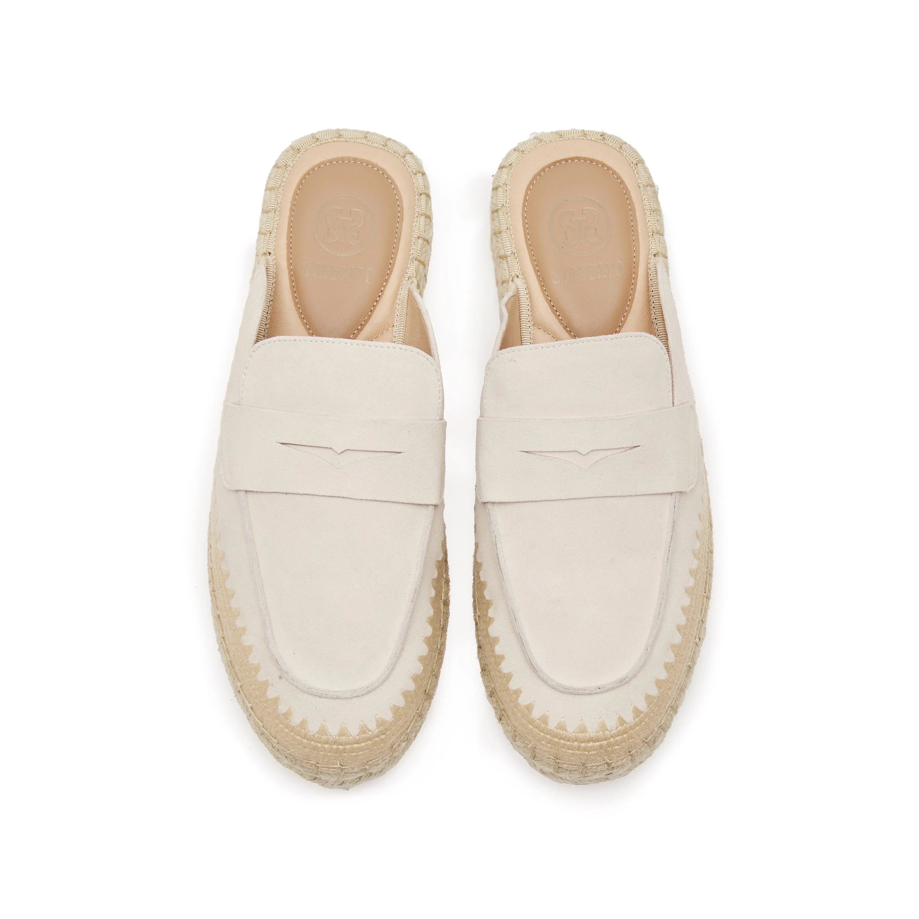 Beige Suede Slip On Espadrilles