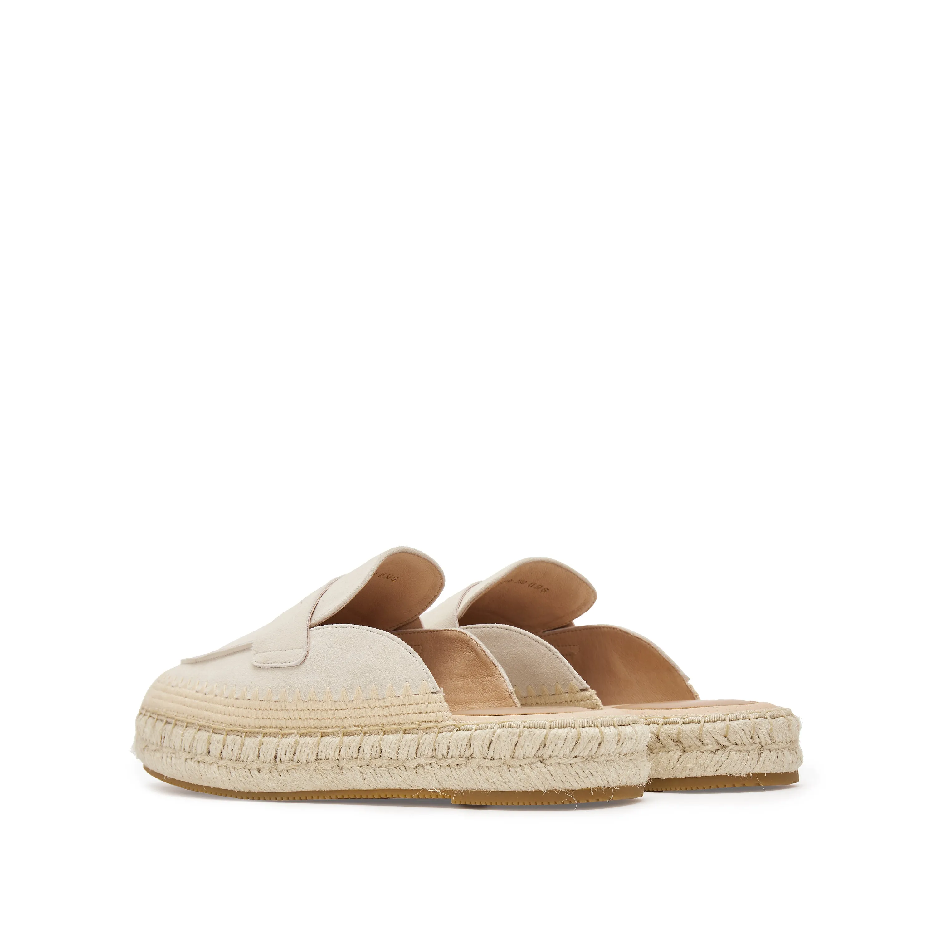 Beige Suede Slip On Espadrilles