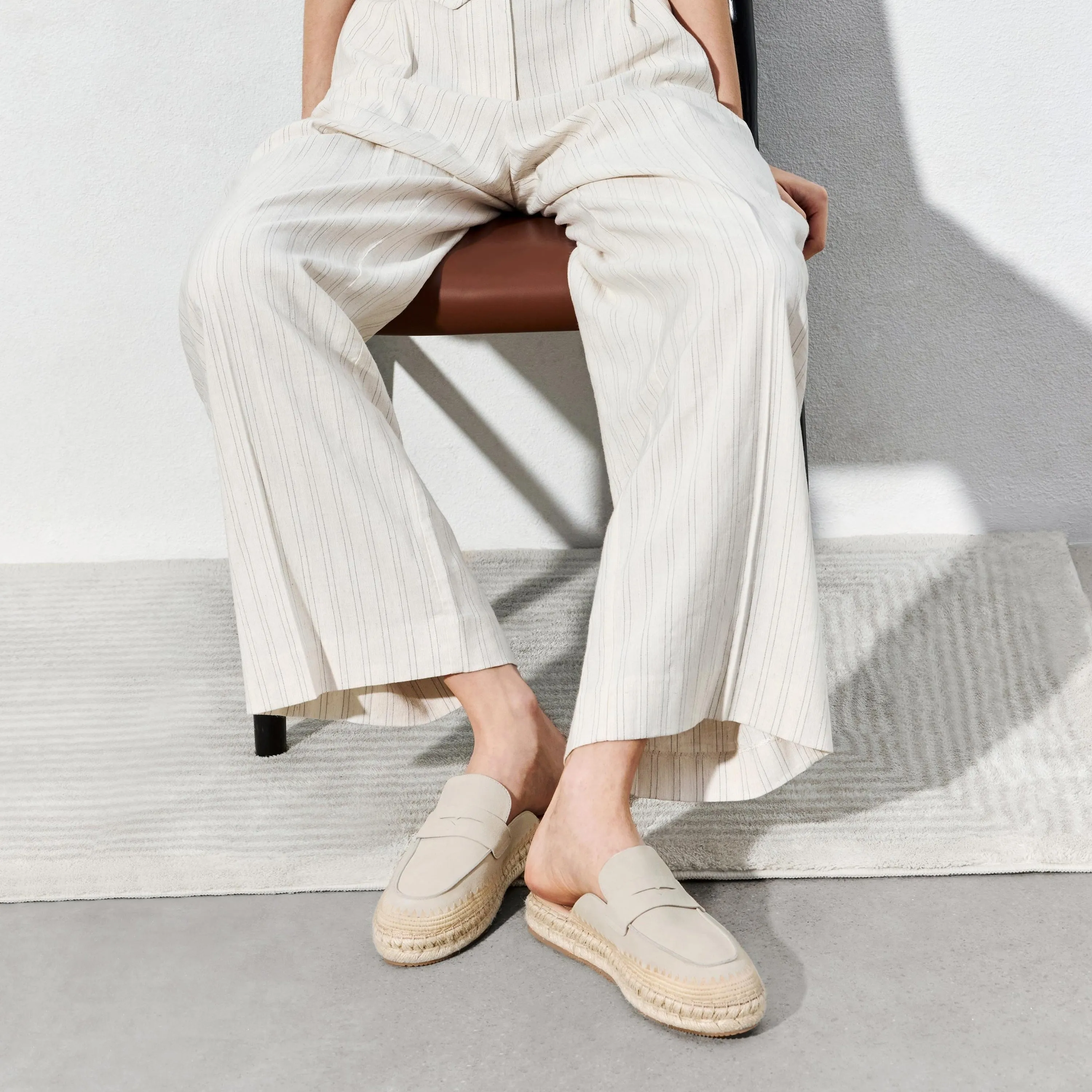 Beige Suede Slip On Espadrilles