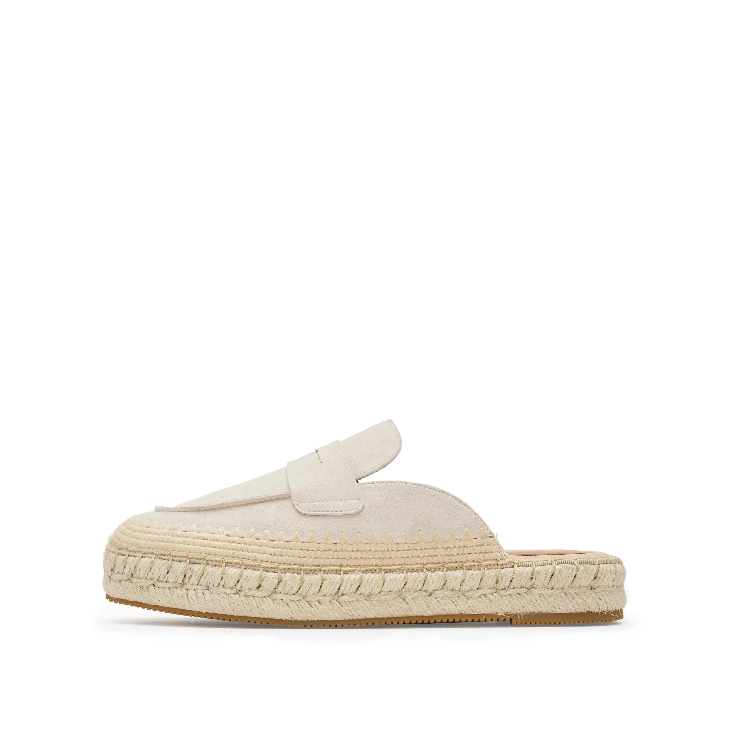 Beige Suede Slip On Espadrilles