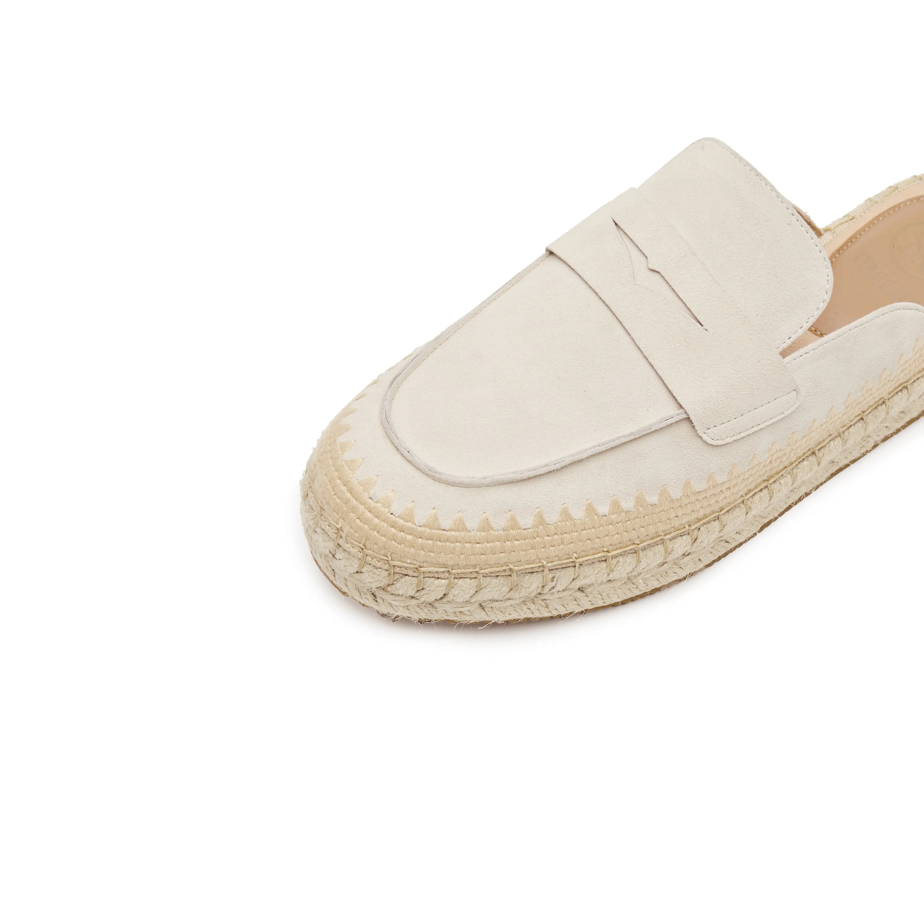 Beige Suede Slip On Espadrilles