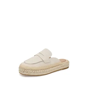 Beige Suede Slip On Espadrilles
