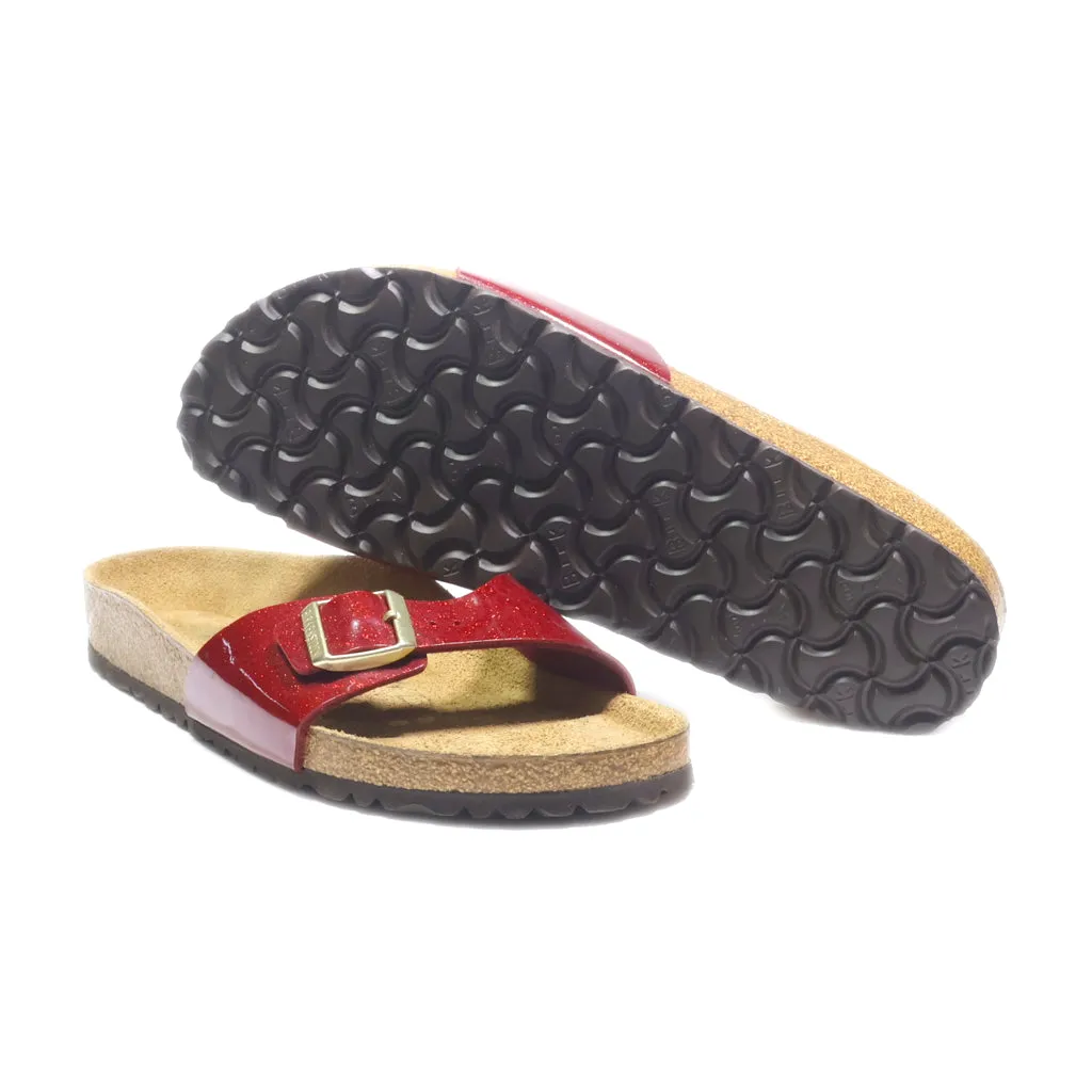 Birkenstock Madrid Flat Sandals Leather Red Colour For Women