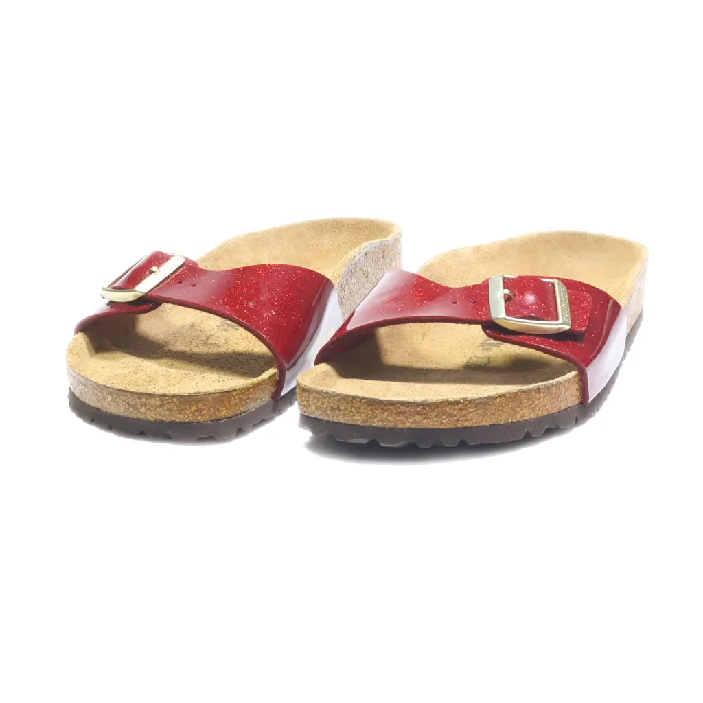Birkenstock Madrid Flat Sandals Leather Red Colour For Women