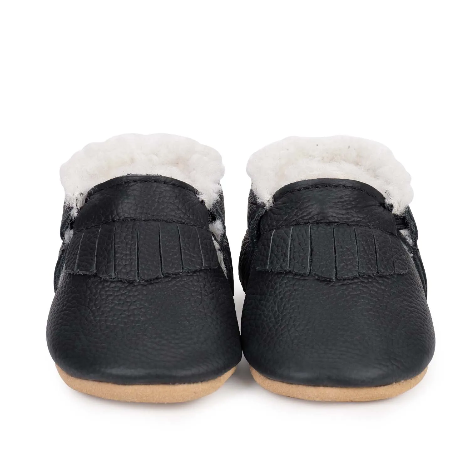 Black and Tan Sherpa Moccasins