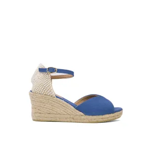 Blue Wedge Espadrilles with Peep Toe