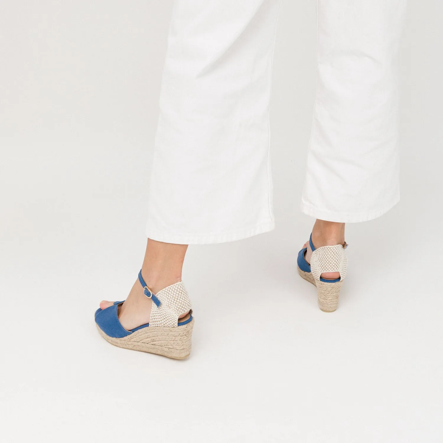 Blue Wedge Espadrilles with Peep Toe