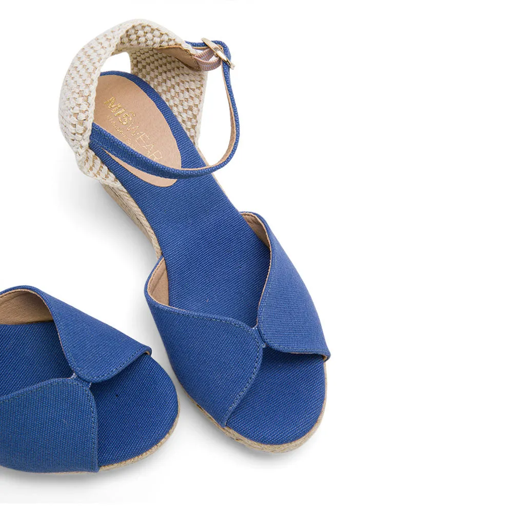 Blue Wedge Espadrilles with Peep Toe