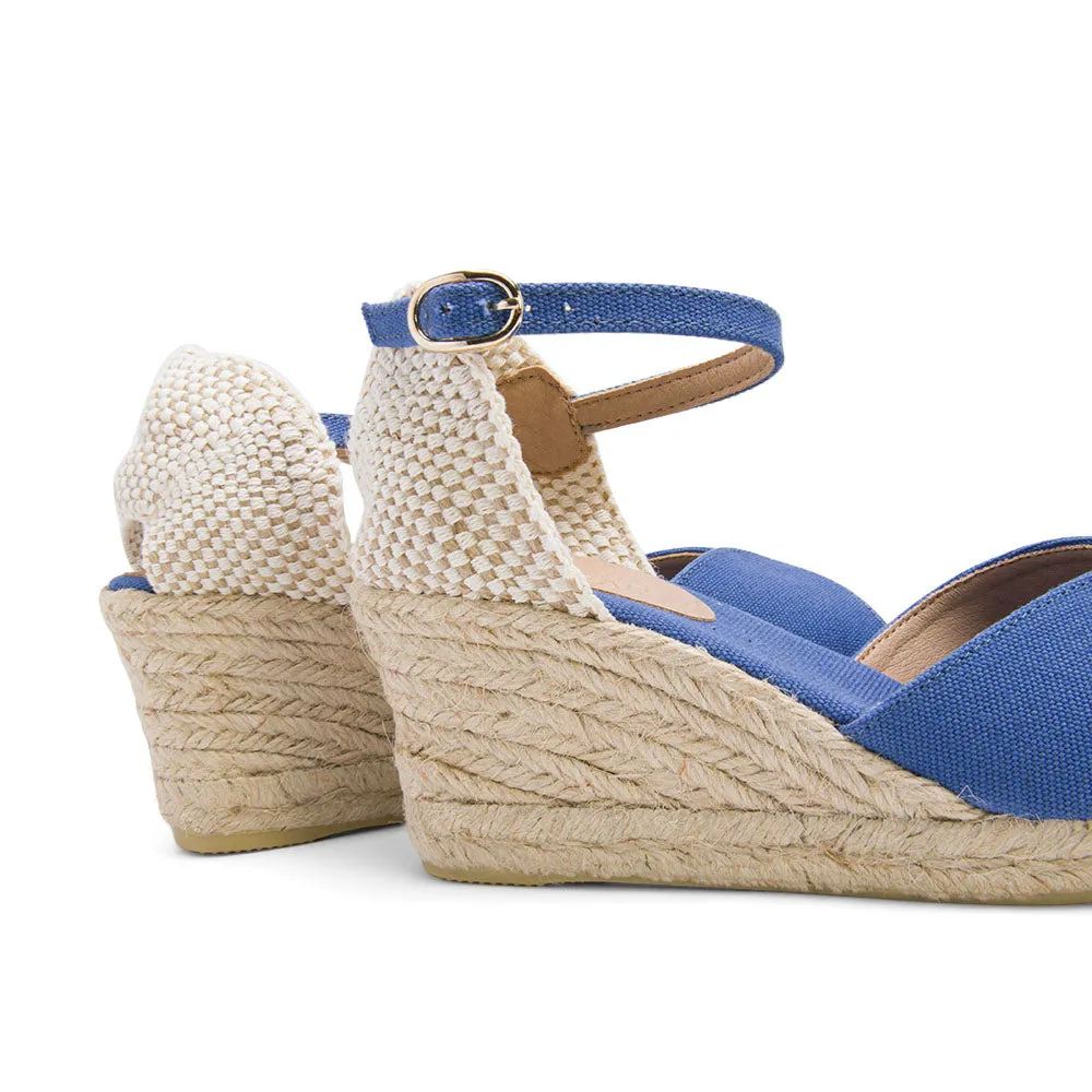 Blue Wedge Espadrilles with Peep Toe