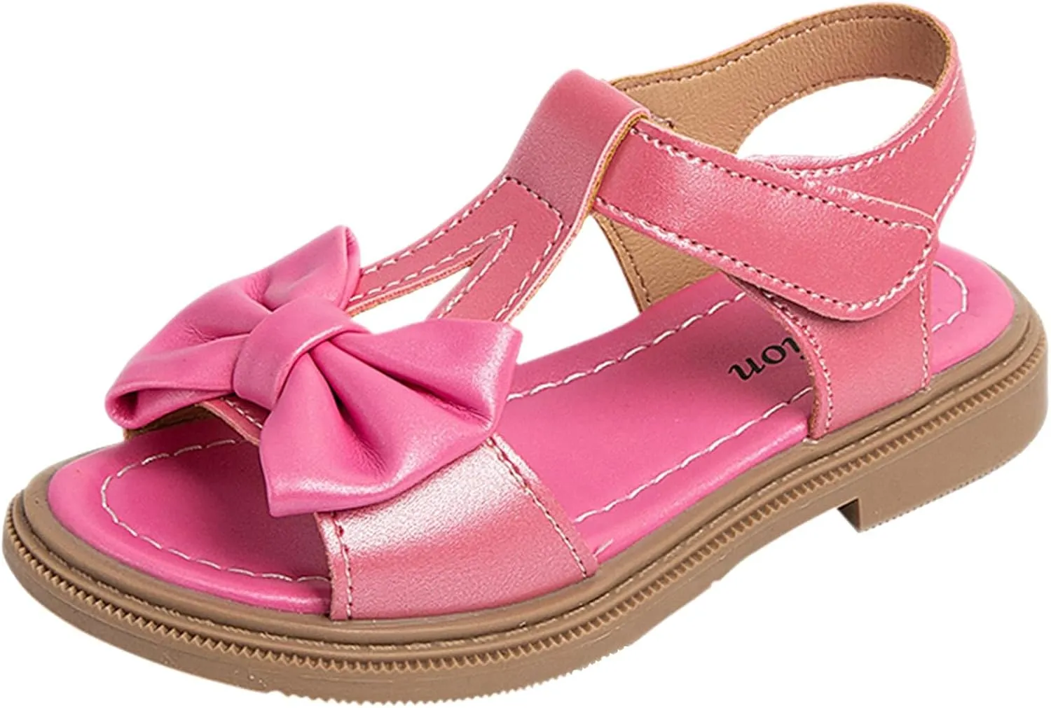 Bowknot Sandals for Girls T Strap Open Toe Flat Evening Dress Shoes Kids Soft Rubber Sole Birthday Party Shoes