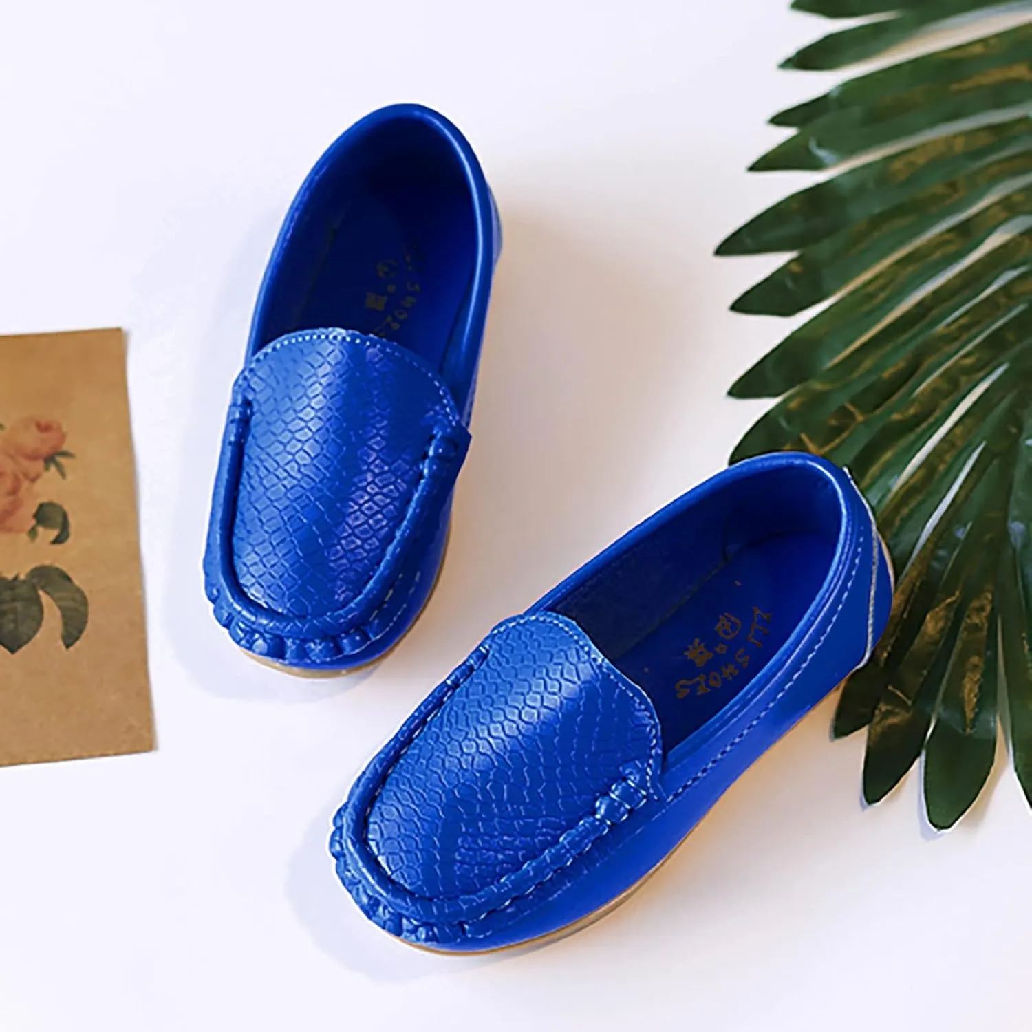 Boys Girls Loafer Shoes Soft Synthetic Leather Slip On Moccasin Flat Boat Dress Shoes Toddler Infant Platform