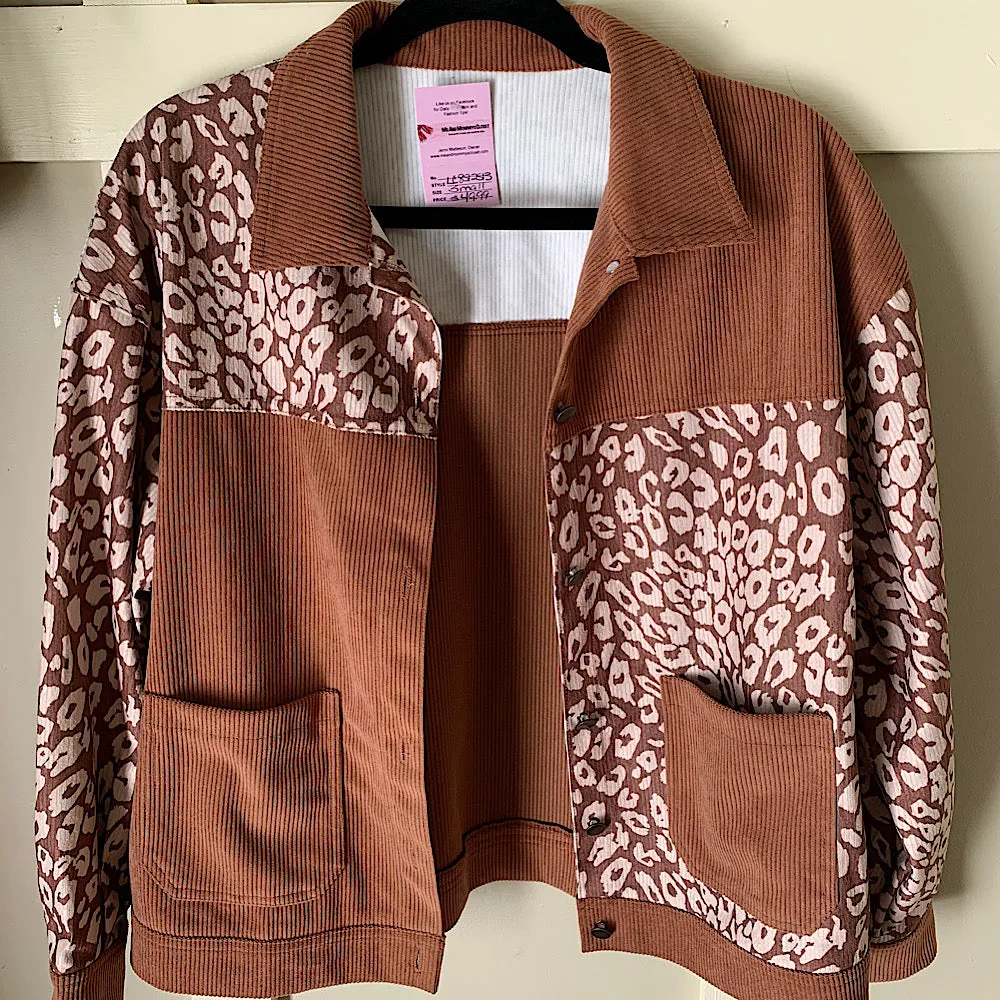 Brown Animal Print Corduroy Jacket