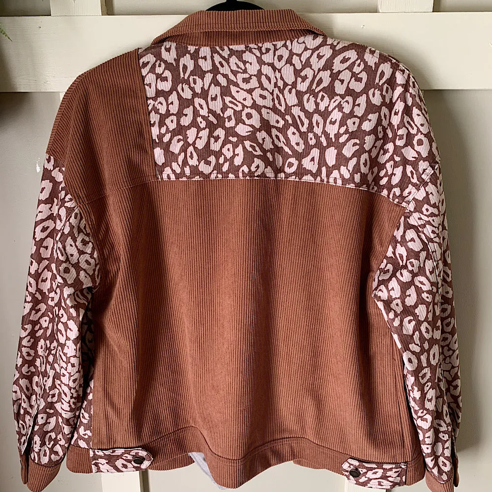 Brown Animal Print Corduroy Jacket
