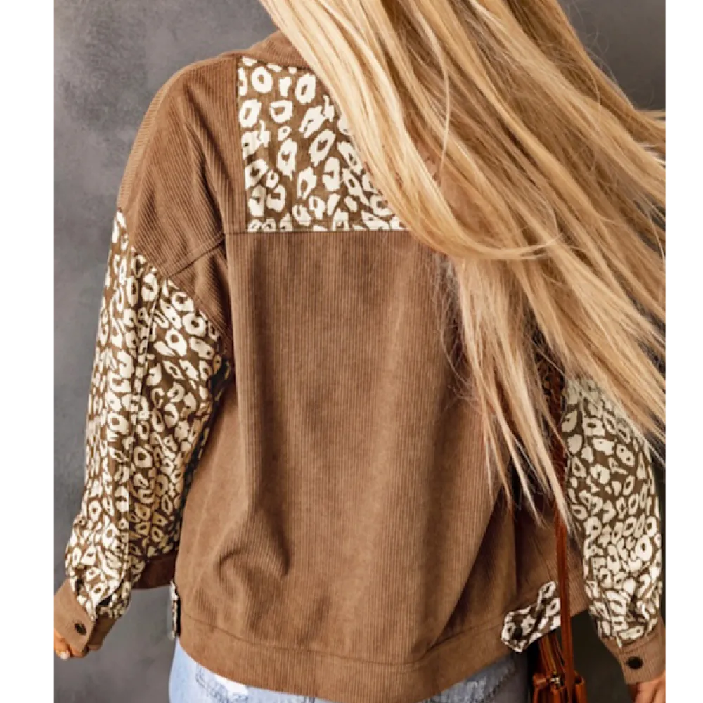 Brown Animal Print Corduroy Jacket