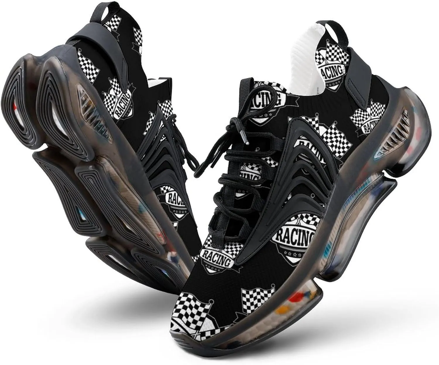Checkered Flags Race Car Flag Women's Running Shoes Non Slip Breathable Sneakers for Walking Travel