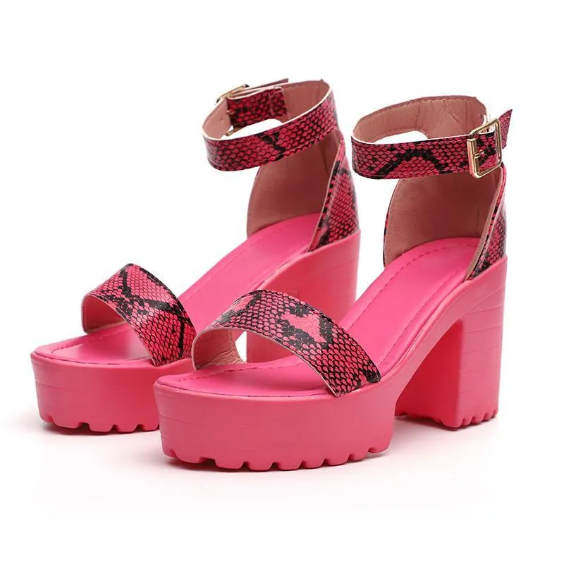 Chicvane Adjustable Buckle Closure Open Toe Heeled Sandals
