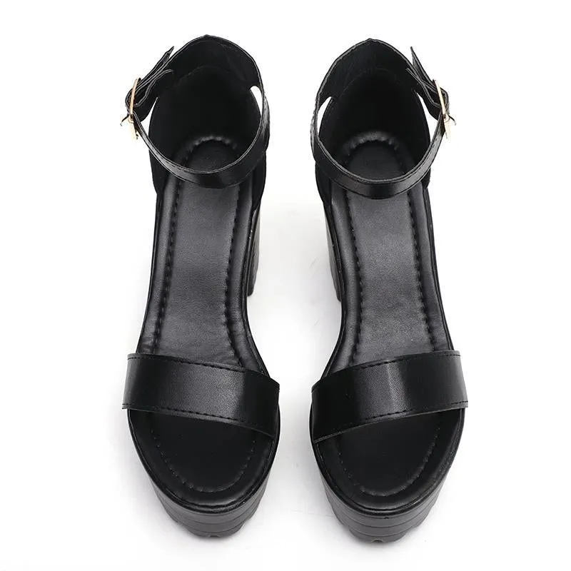 Chicvane Adjustable Buckle Closure Open Toe Heeled Sandals