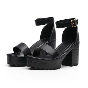 Chicvane Adjustable Buckle Closure Open Toe Heeled Sandals
