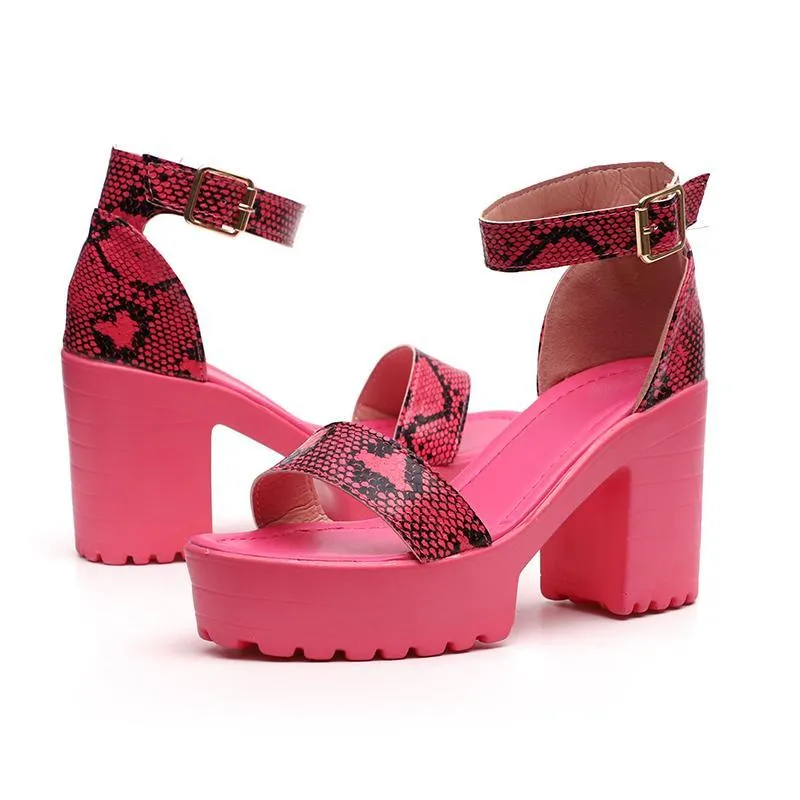 Chicvane Adjustable Buckle Closure Open Toe Heeled Sandals