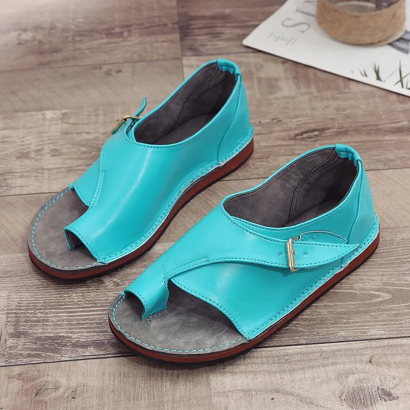 Chicvane Clip Toe Buckle Closure Flat Sandals