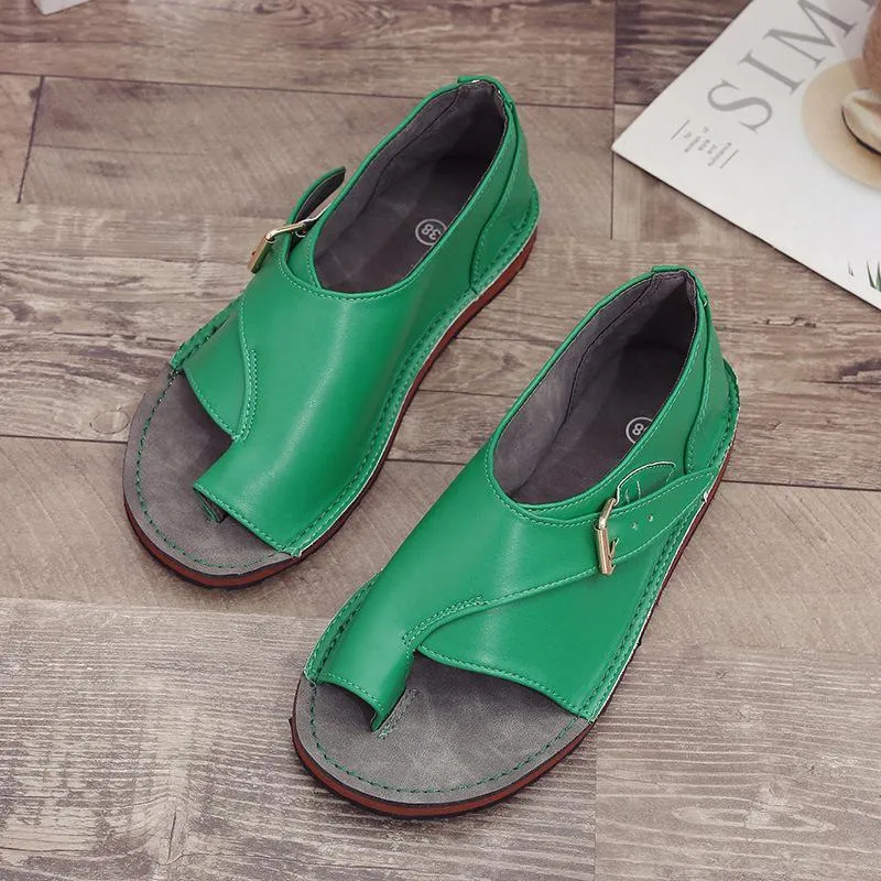 Chicvane Clip Toe Buckle Closure Flat Sandals