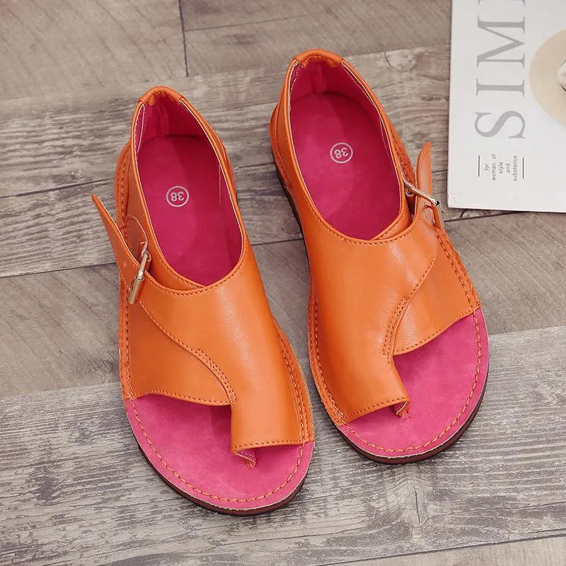 Chicvane Clip Toe Buckle Closure Flat Sandals