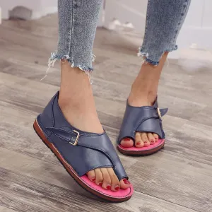 Chicvane Clip Toe Buckle Closure Flat Sandals