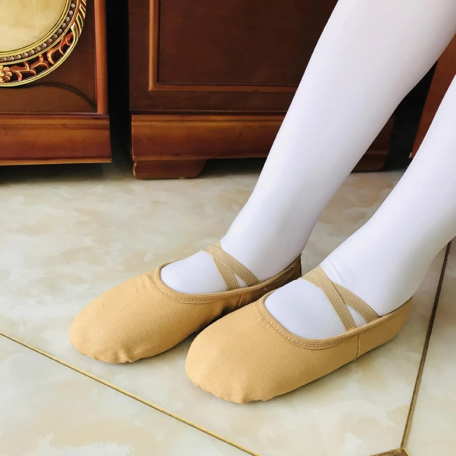 Child Ballet Shoes, Toddler Shoes, Girls Ballet Slippers, Soft Upper, Full Suede Outsole, Pre-Sewn Girls Dress Shoes