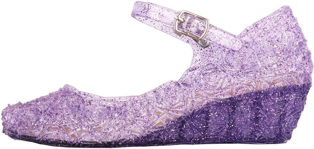 Chunky Jelly Sandals Kids Girls Dress Up Mary Jane lats Party Dance Single Shoes with Strap Princess Sandals