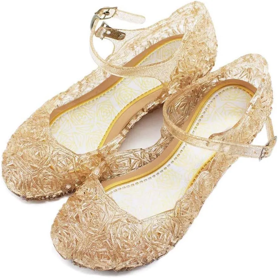 Chunky Jelly Sandals Kids Girls Dress Up Mary Jane lats Party Dance Single Shoes with Strap Princess Sandals