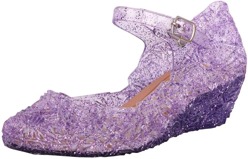 Chunky Jelly Sandals Kids Girls Dress Up Mary Jane lats Party Dance Single Shoes with Strap Princess Sandals