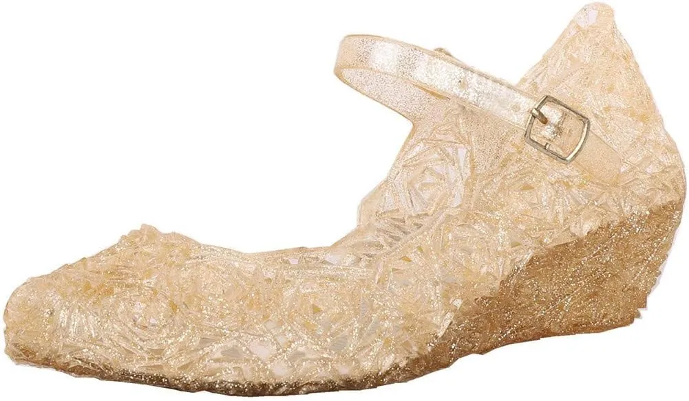Chunky Jelly Sandals Kids Girls Dress Up Mary Jane lats Party Dance Single Shoes with Strap Princess Sandals